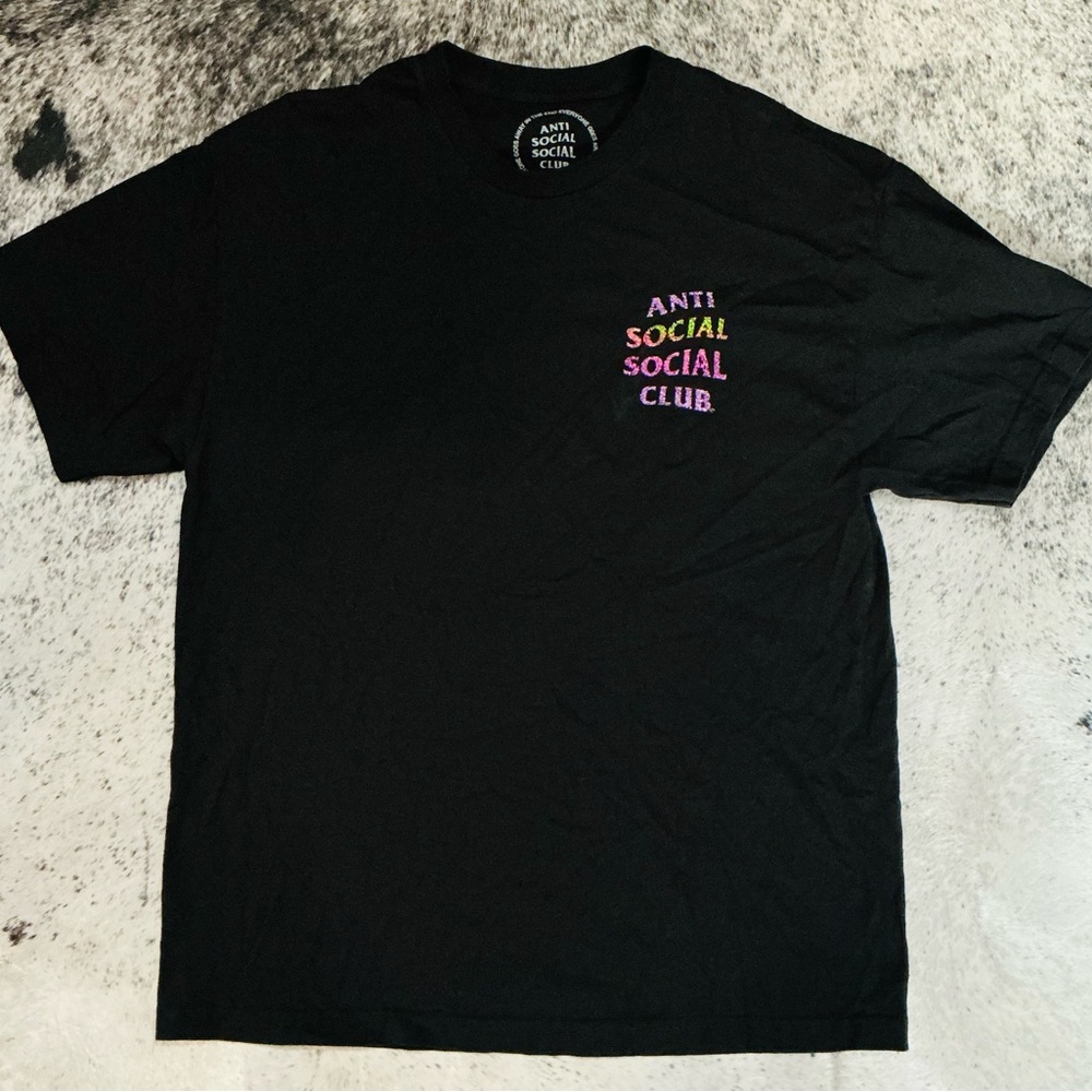 Anti Social Social Club Black Tee with Pink Logo